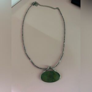 Elegant Silver and Green Necklace